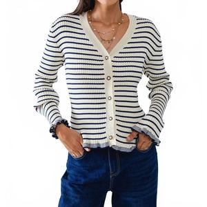 NEW Q2 striped cardigan in white